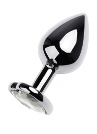 Серебристая анальная пробка с прозрачным кристаллом-сердцем - 8 см. - ToyFa - купить с доставкой в Нижневартовске