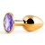 Золотистая анальная пробка с фиолетовым стразом - 7,2 см. - Anal Jewelry Plug - купить с доставкой в Нижневартовске