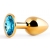 Золотистая анальная пробка с голубым стразом - 7,2 см. - Anal Jewelry Plug - купить с доставкой в Нижневартовске