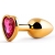 Золотистая анальная пробка с малиновым кристаллом-сердечком - 7 см. - Anal Jewelry Plug - купить с доставкой в Нижневартовске