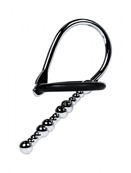 Серебристый уретральный плаг-бусины TOYFA Metal с мягким фиксириющим кольцом - ToyFa - купить с доставкой в Нижневартовске