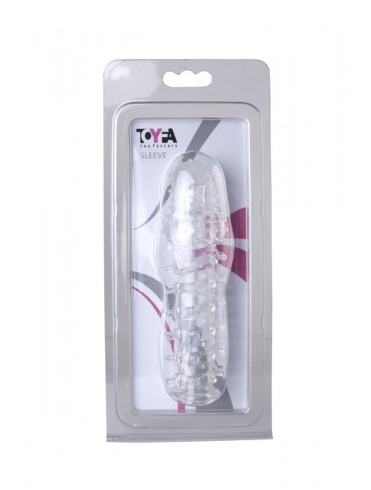 Прозрачная, закрытая насадка с шипами и точками - 13,5 см. - Toyfa Basic - в Нижневартовске купить с доставкой