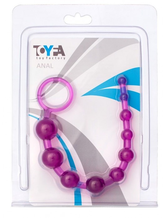 Фиолетовая анальная цепочка с кольцом - 25 см. - Toyfa Basic