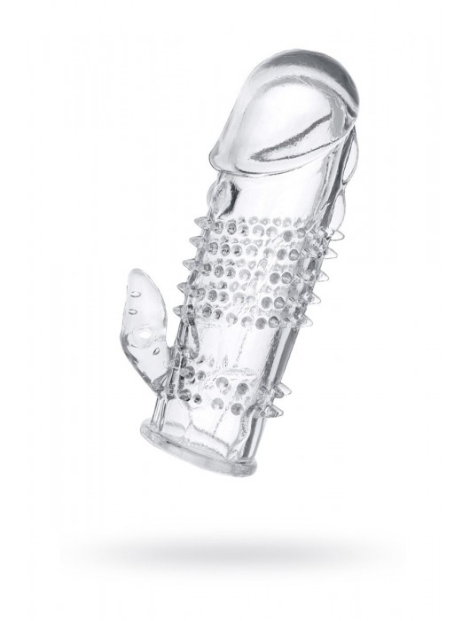 Прозрачная гелевая насадка с шипами и клиторальным отростком - 13 см. - Toyfa Basic - в Нижневартовске купить с доставкой