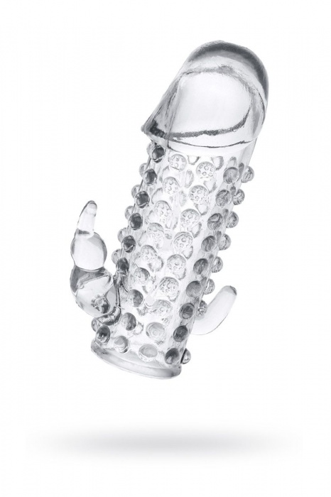 Гелевая прозрачная насадка с 2 отростками - 13 см. - Toyfa Basic - в Нижневартовске купить с доставкой