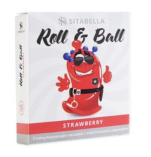 Стимулирующий презерватив-насадка Roll   Ball Strawberry - Sitabella - купить с доставкой в Нижневартовске