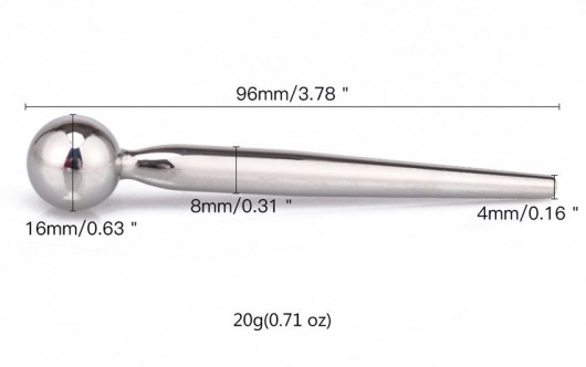 Гладкий металлический уретральный плаг с шариком - 9,6 см. - Notabu - купить с доставкой в Нижневартовске