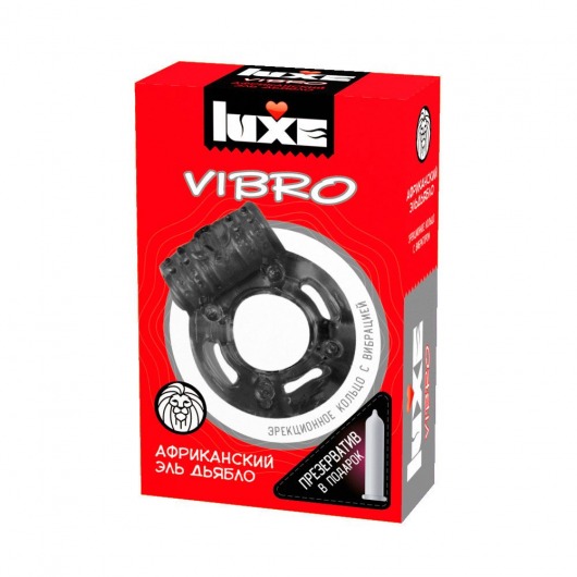 Чёрное эрекционное виброкольцо Luxe VIBRO  Африканский Эль Дьябло  + презерватив - Luxe - в Нижневартовске купить с доставкой