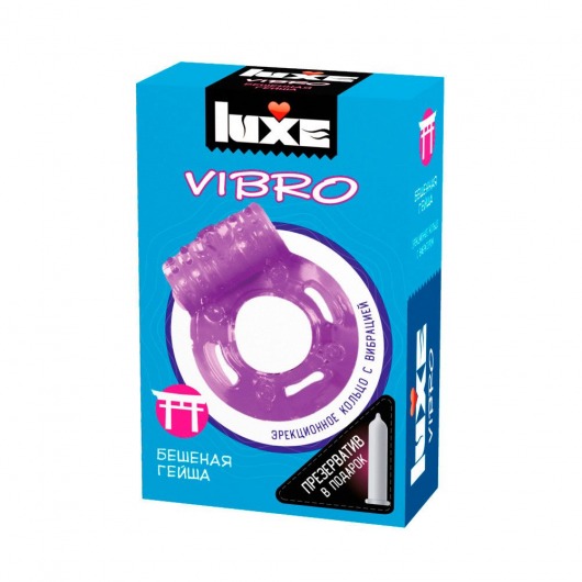 Фиолетовое эрекционное виброкольцо Luxe VIBRO  Бешеная гейша  + презерватив - Luxe - в Нижневартовске купить с доставкой