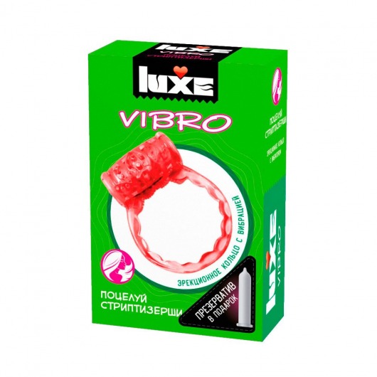 Розовое эрекционное виброкольцо Luxe VIBRO  Поцелуй стриптизёрши  + презерватив - Luxe - в Нижневартовске купить с доставкой