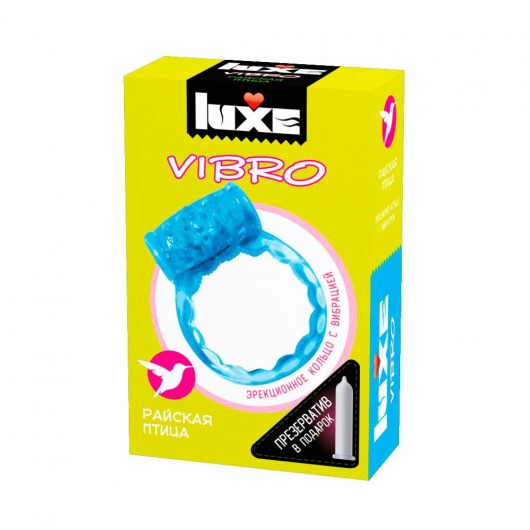 Голубое эрекционное виброкольцо Luxe VIBRO  Райская птица  + презерватив - Luxe - в Нижневартовске купить с доставкой