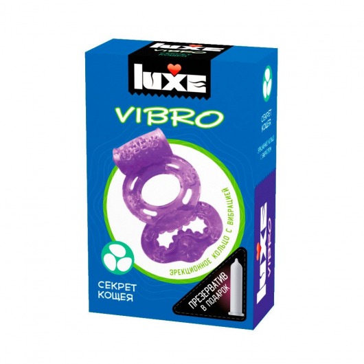 Фиолетовое эрекционное виброкольцо Luxe VIBRO  Секрет Кощея  + презерватив - Luxe - в Нижневартовске купить с доставкой