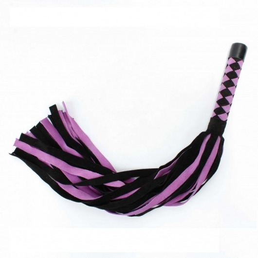 Черно-розовая плеть из замши - 58 см. - БДСМ Арсенал - купить с доставкой в Нижневартовске