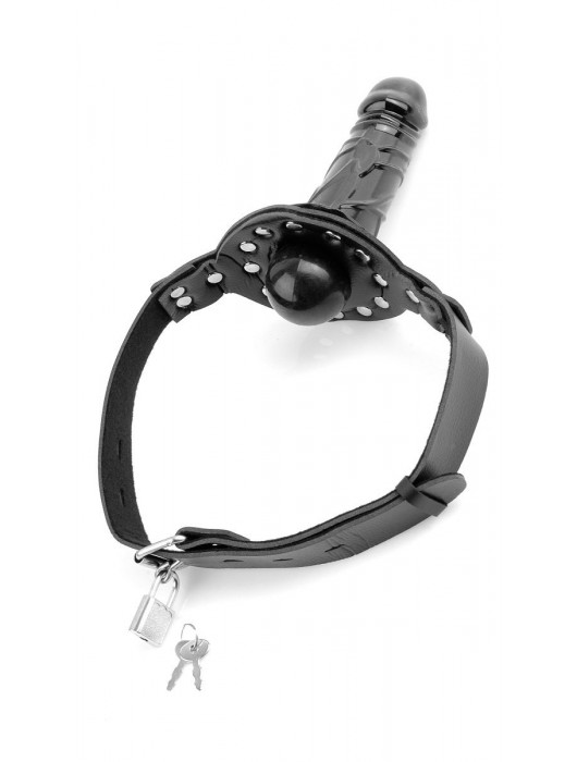 Чёрный кляп с фаллоимитатором Deluxe Ball Gag with Dildo - Pipedream - купить с доставкой в Нижневартовске