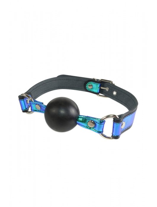 Кляп-шарик на чёрно-синих ремешках - Sitabella - купить с доставкой в Нижневартовске