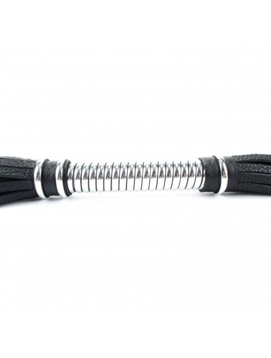 Черная плеть с серебристой ручкой - 44 см. - БДСМ Арсенал - купить с доставкой в Нижневартовске