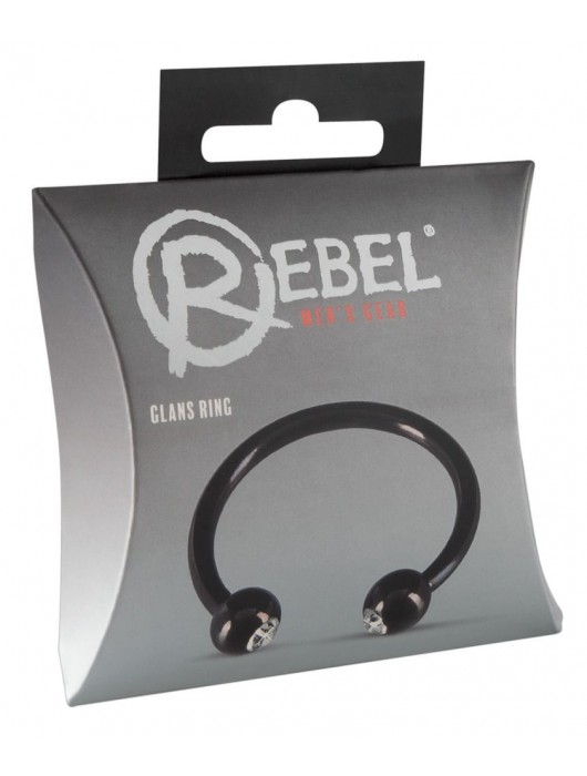 Черное металлическое кольцо под головку со стразами Glans Ring - Orion - купить с доставкой в Нижневартовске