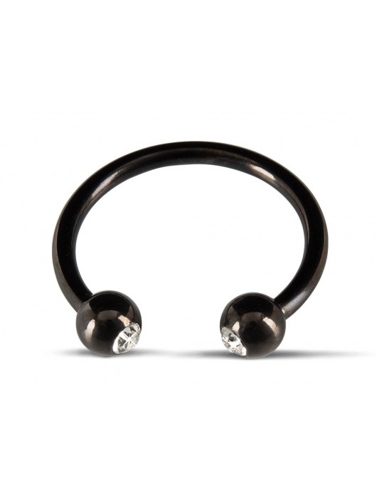 Черное металлическое кольцо под головку со стразами Glans Ring - Orion - купить с доставкой в Нижневартовске