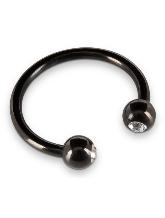 Черное металлическое кольцо под головку со стразами Glans Ring - Orion - купить с доставкой в Нижневартовске