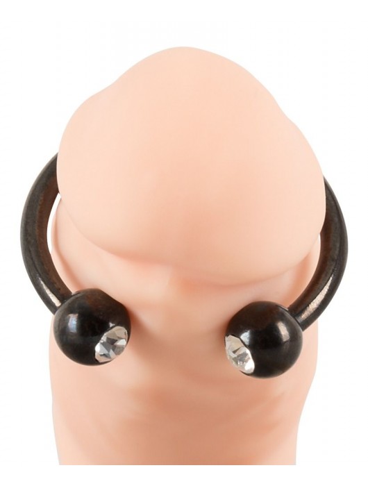 Черное металлическое кольцо под головку со стразами Glans Ring - Orion - купить с доставкой в Нижневартовске