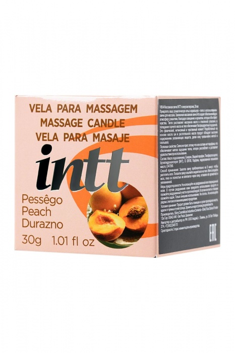 Массажная свеча для поцелуев Peach с ароматом персика - 30 гр. - INTT - купить с доставкой в Нижневартовске