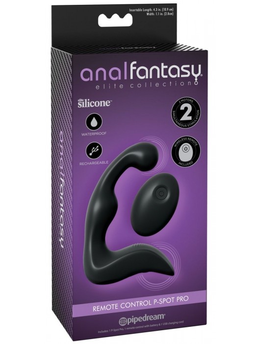 Черный вибромассажер простаты с пультом ДУ Control P-Spot Pro - Pipedream - в Нижневартовске купить с доставкой