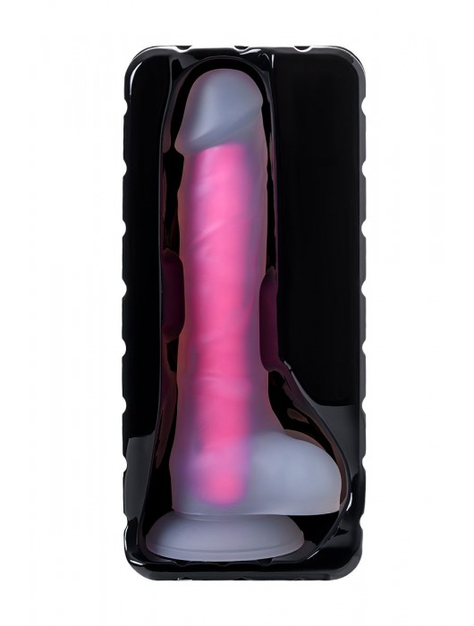 Прозрачно-розовый фаллоимитатор, светящийся в темноте, Clark Glow - 22 см. - ToyFa
