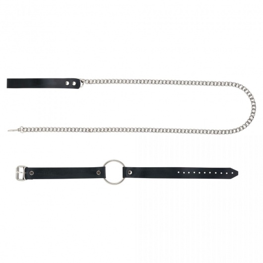 Черный поводок и чокер с кольцом Rada - Rebelts - купить с доставкой в Нижневартовске