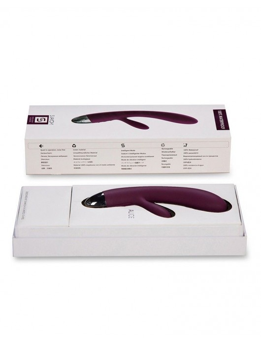 Фиолетовый вибратор Alice с клиторальным стимулятором - Svakom