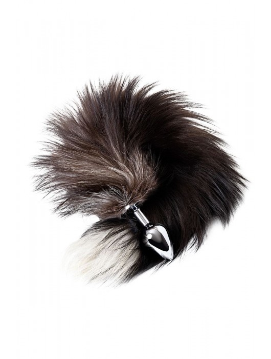 Серебристая металлическая анальная втулка с хвостом чернобурой лисы - размер S - ToyFa - купить с доставкой в Нижневартовске