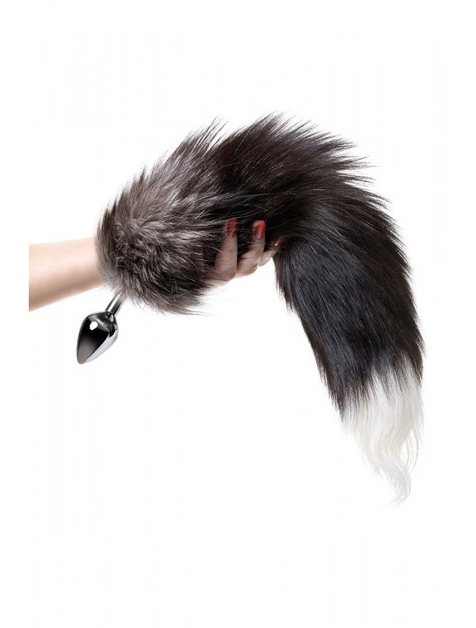 Серебристая металлическая анальная втулка с хвостом чернобурой лисы - размер S - ToyFa - купить с доставкой в Нижневартовске