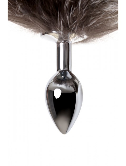 Серебристая металлическая анальная втулка с хвостом чернобурой лисы - размер S - ToyFa - купить с доставкой в Нижневартовске