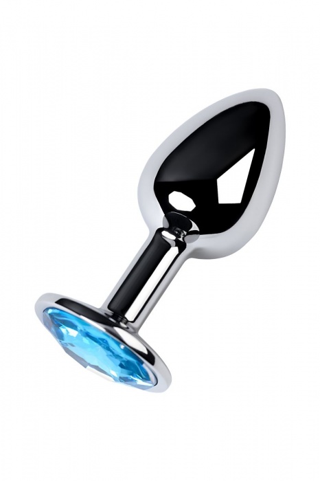 Серебристая конусовидная анальная пробка с голубым кристаллом - 7 см. - ToyFa - купить с доставкой в Нижневартовске