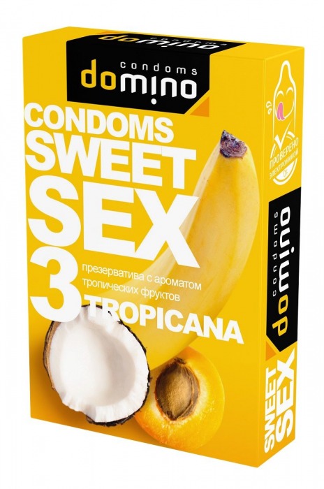 Презервативы для орального секса DOMINO Sweet Sex с ароматом тропических фруктов - 3 шт. - Domino - купить с доставкой в Нижневартовске