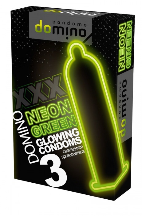 Презервативы DOMINO Neon Green со светящимся в темноте кончиком - 3 шт. - Domino - купить с доставкой в Нижневартовске