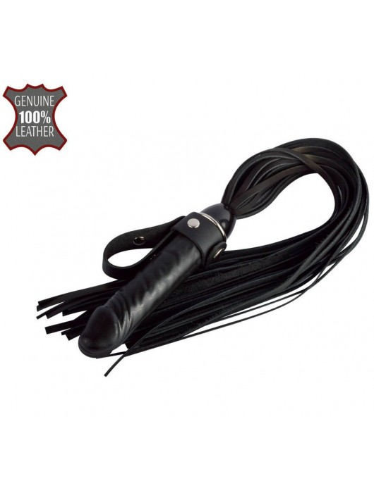 Черная плеть  Ковбой  с ручкой-фаллосом - 55 см. - Sitabella - купить с доставкой в Нижневартовске