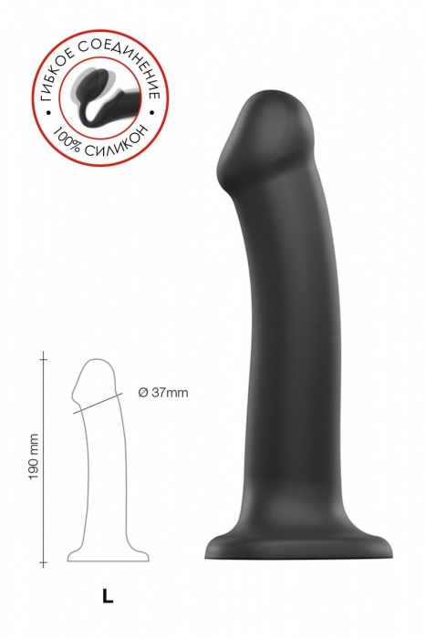 Черный фаллос на присоске Silicone Bendable Dildo L - 19 см. - Strap-on-me - купить с доставкой в Нижневартовске