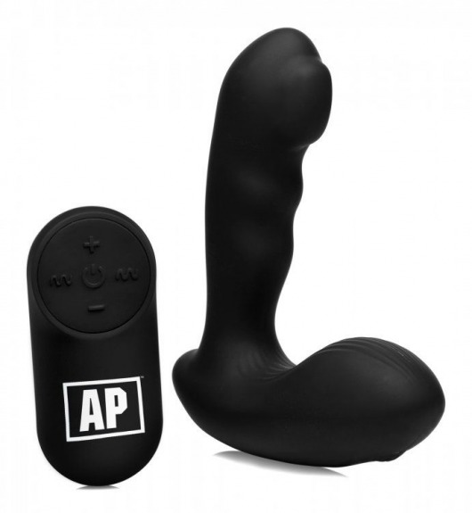 Черный стимулятор простаты Alpha-Pro 7X P-Milker Silicone Prostate Stimulator with Milking Bead - XR Brands - в Нижневартовске купить с доставкой