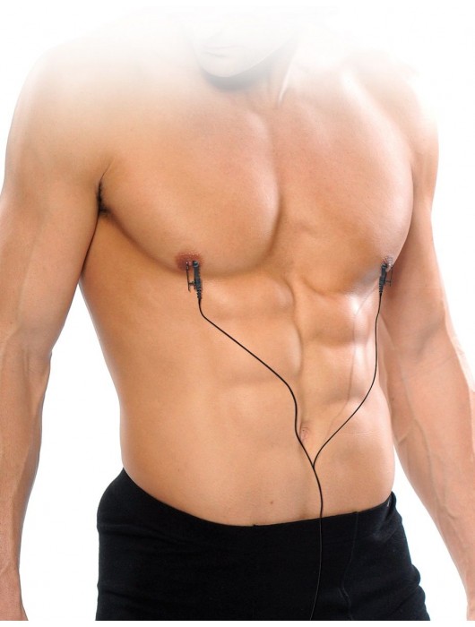 Черные электрические зажимы для сосков Shock Therapy Nipple Clamps - Pipedream - купить с доставкой в Нижневартовске