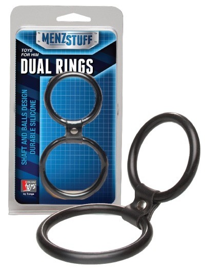 Чёрное двойное эрекционное кольцо Dual Rings Black - Dream Toys - в Нижневартовске купить с доставкой