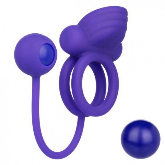 Фиолетовое эрекционное кольцо с утяжелителем Silicone Rechargeable Dual Rockin Rim Enhancer - California Exotic Novelties - в Нижневартовске купить с доставкой