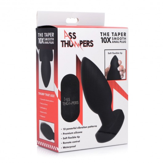 Черная анальная вибропробка с пультом ДУ The Taper 10X - 13 см. - XR Brands в Нижневартовске Черная анальная вибропробка с пультом ДУ The Taper 10X - 13 см. - XR Brands