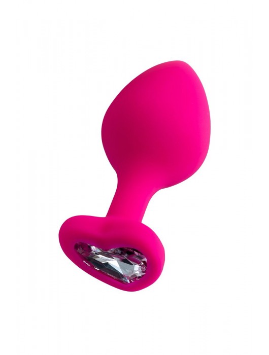 Розовая анальная втулка Diamond Heart с прозрачным кристаллом - 8 см. - ToyFa - купить с доставкой в Нижневартовске