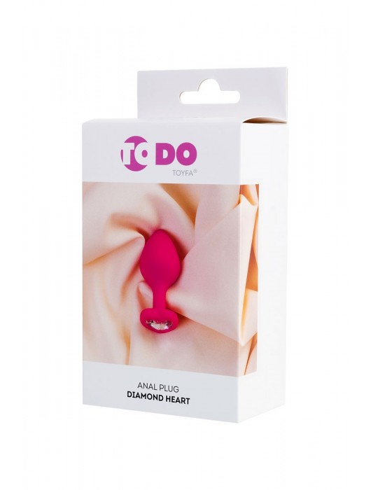 Розовая анальная втулка Diamond Heart с прозрачным кристаллом - 8 см. - ToyFa - купить с доставкой в Нижневартовске