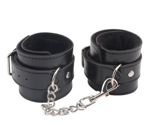 Черные оковы на ноги Obey Me Leather Ankle Cuffs - Chisa - купить с доставкой в Нижневартовске