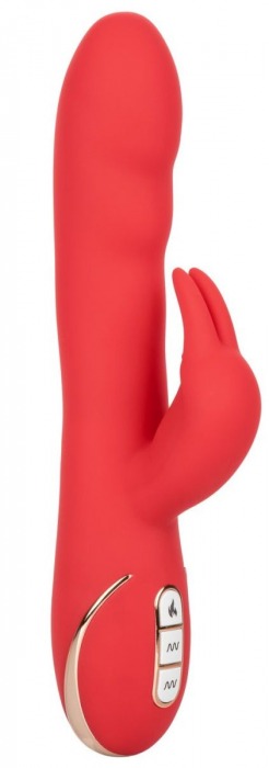 Красный вибромассажер-кролик с функцией нагрева Heated Silicone Ultra-Soft Rabbit - 21,5 см. - California Exotic Novelties