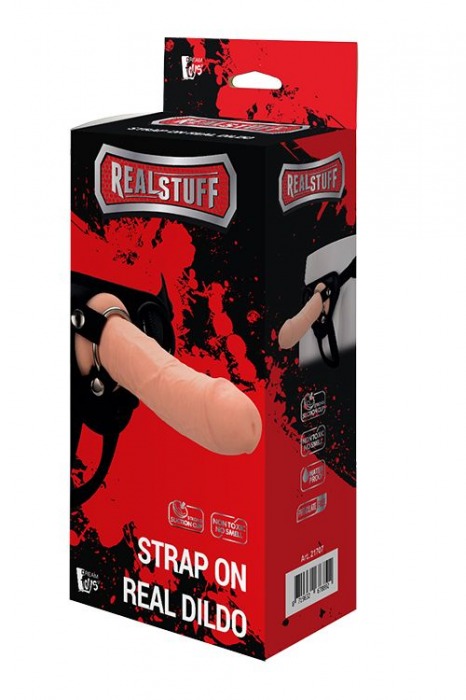 Черные трусики с телесной насадкой STRAP ON REAL DILDO - 21 см. - Dream Toys - купить с доставкой в Нижневартовске