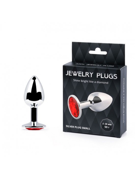 Серебристая анальная пробка с красным стразом - 7,2 см. - Anal Jewelry Plug - купить с доставкой в Нижневартовске