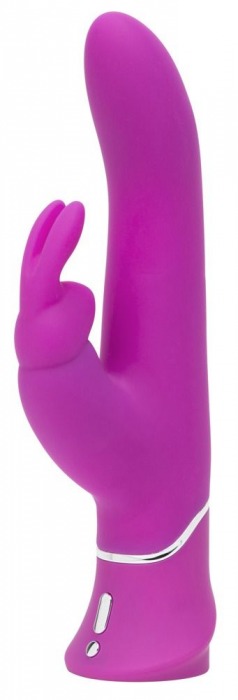 Лиловый вибратор Curve Thrusting Rechargeable Rabbit Vibrator - 24,1 см. - Happy Rabbit