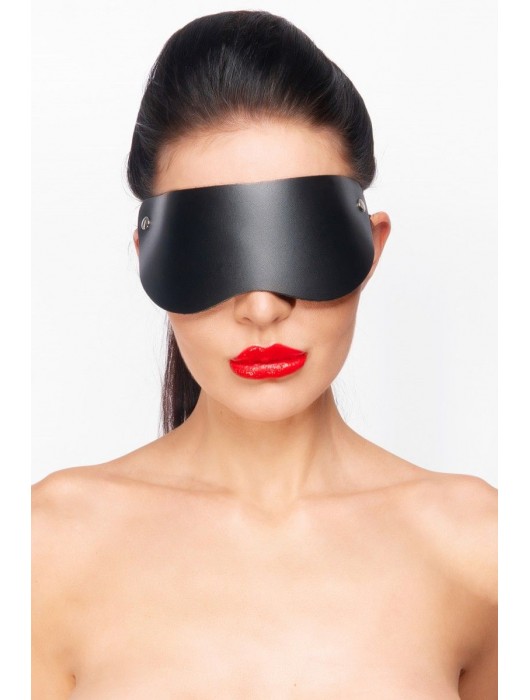 Черная кожаная маска без прорезей для глаз - Джага-Джага - купить с доставкой в Нижневартовске